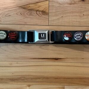 Little Earth Black and Silver Soda Cap Rubber Belt